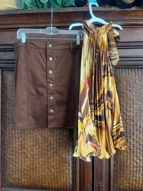 Mossimo Supply Co. Brown Button-Front Suede Mini Skirt